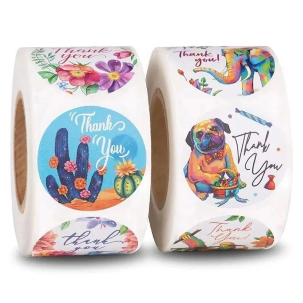 500!! 1-inch Thank You Stickers Packaging